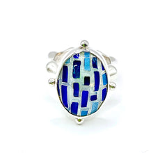 Load image into Gallery viewer, Cloisonné Shaded Blue Path Ring