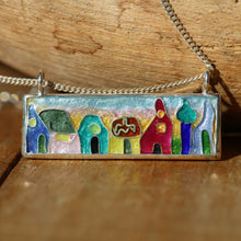 Load image into Gallery viewer, Cloisonné Village Rectangular Pendant