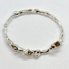 Load image into Gallery viewer, Liquid Silver Bangle with Gold Accents (made to order)