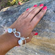 Load image into Gallery viewer, Liquid Silver Bracelet - White Baroque Pearl and Pink Opal Bead (medium)