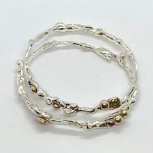 Load image into Gallery viewer, Liquid Silver Bangle with Gold Accents (made to order)