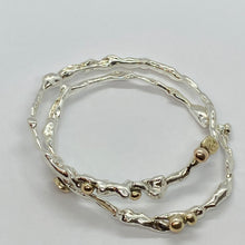 Load image into Gallery viewer, Liquid Silver Bangle with Gold Accents (made to order)