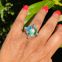 Load image into Gallery viewer, Cloisonné Enamel Ring Green Cosmos