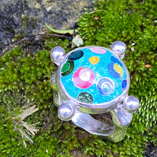 Load image into Gallery viewer, Cloisonné Enamel Ring Green Cosmos