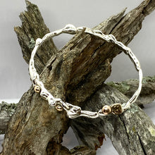 Load image into Gallery viewer, Liquid Silver Bangle with Gold Accents (made to order)