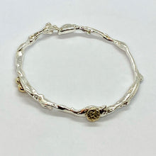 Load image into Gallery viewer, Liquid Silver Bangle with Gold Accents (made to order)