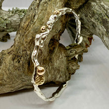 Load image into Gallery viewer, Liquid Silver Bangle with Gold Accents (made to order)