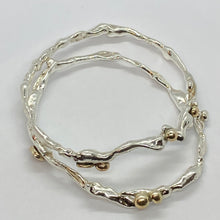 Load image into Gallery viewer, Liquid Silver Bangle with Gold Accents (made to order)